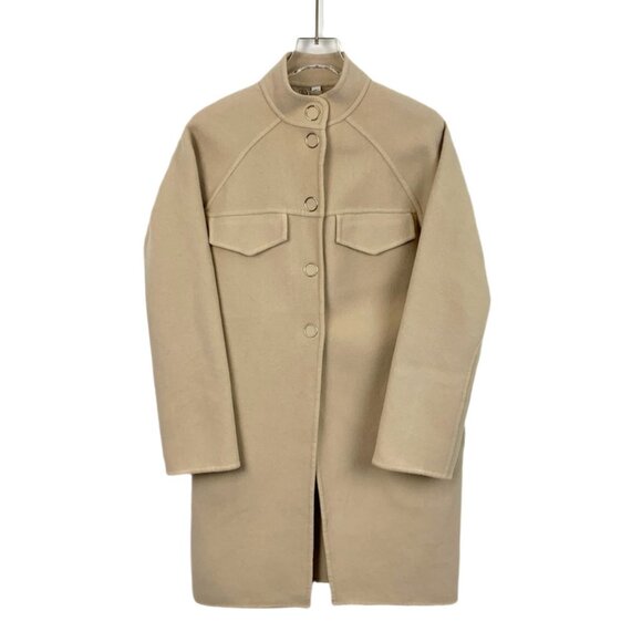 X13045 Burberry beige wool single-breasted coat coat 34 XXS size